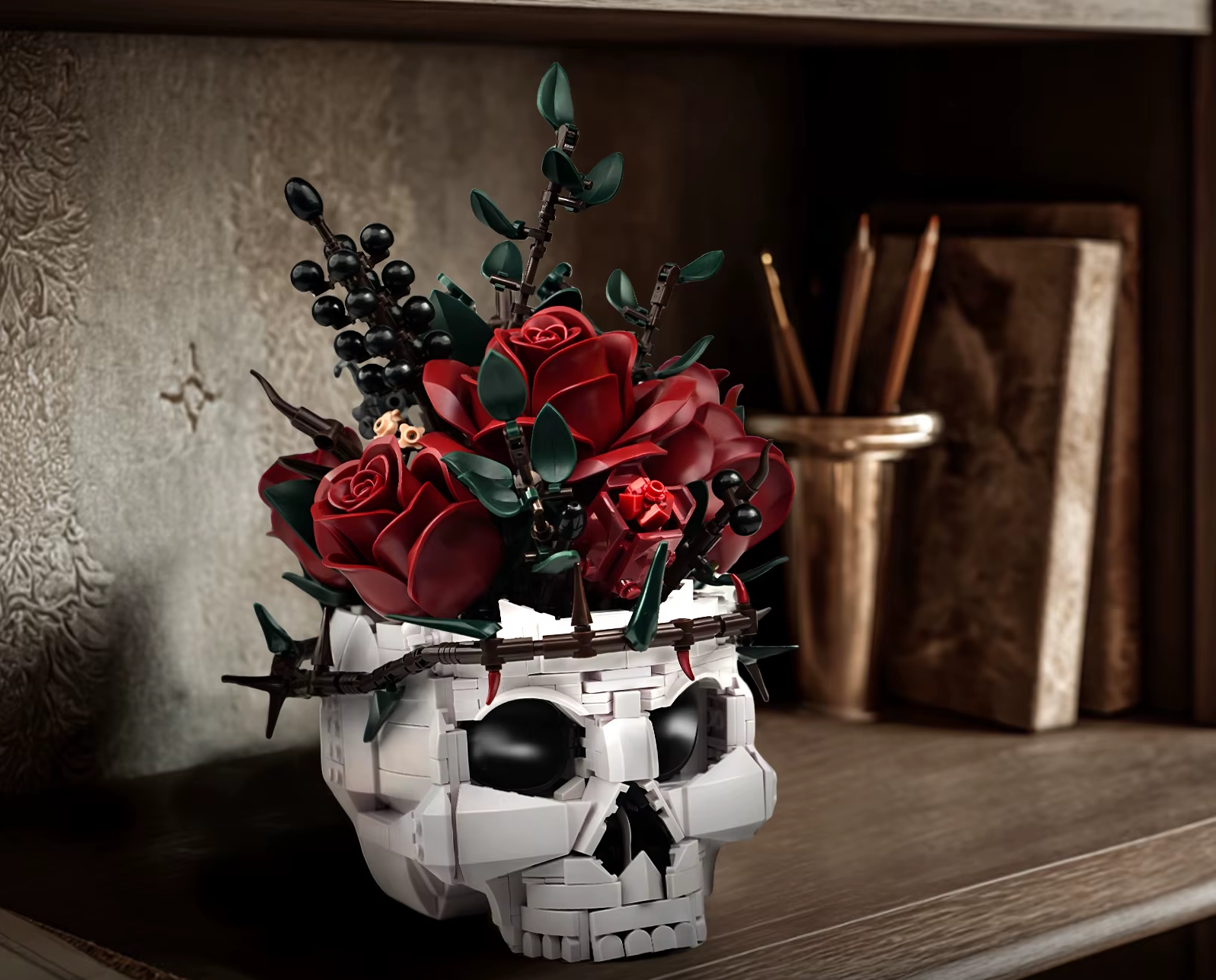 KYTICE ČERVENÝCH RŮŽÍ V LEBCE NA HALLOWEEN | 1101 dílků