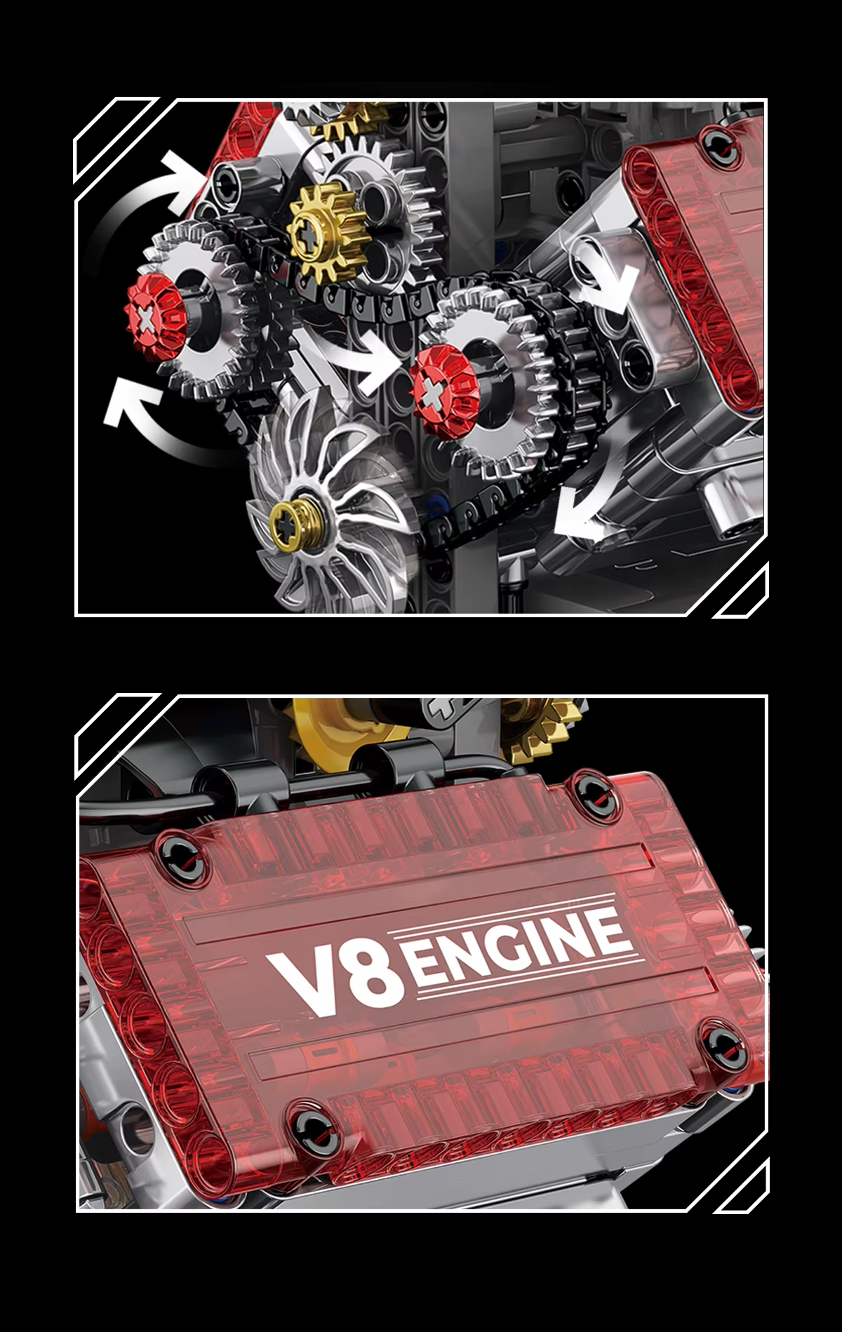 FUNKČNÍ MOTOR V8 | 478 dílů