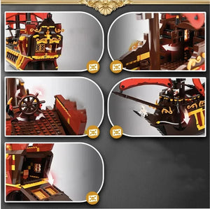 SET PIRATE SHIP RED MODEL BUILDING BLOCKS | 1436 pieces SET PIRATE SHIP RED MODEL BUILDING BLOCKS | 1436 pieces 